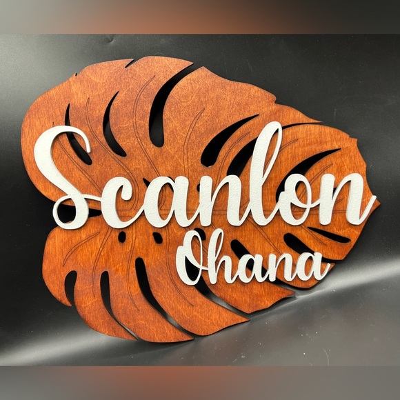 CUSTOM OHANA MONSTERA WOOD PLAQUE - Picture 2 of 3